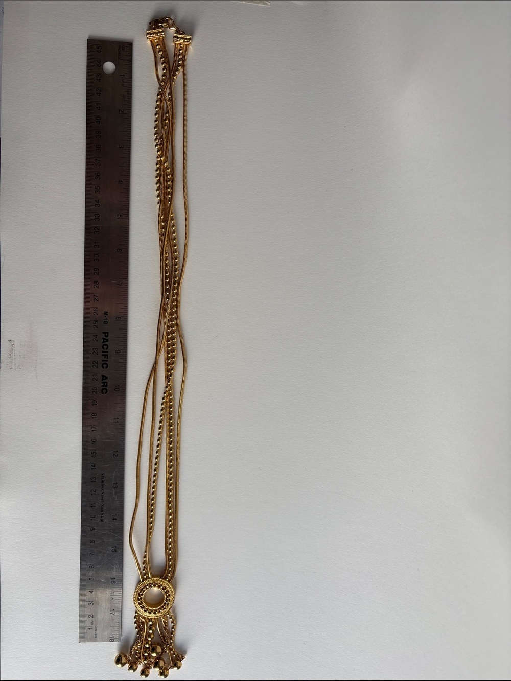 Liz Claiborne Gold-Tone Circular Pendant Tassel Necklace - Picture 5 of 5